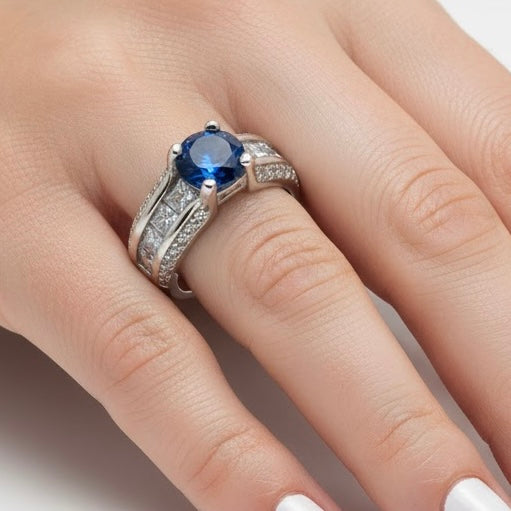 Sterling Silver Engagement CZ Ring-ER-166