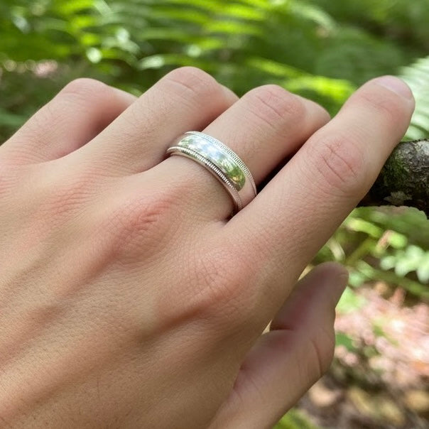 Sterling Silver 6mm Half Round Milgrain Band-SW-10