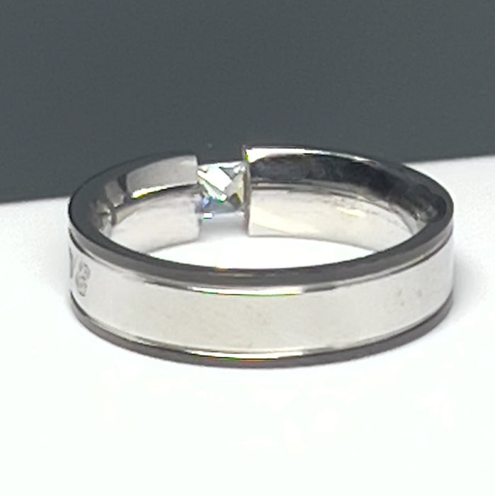 Stainless Steel 6mm CZ Wedding Band Ring-CS-16