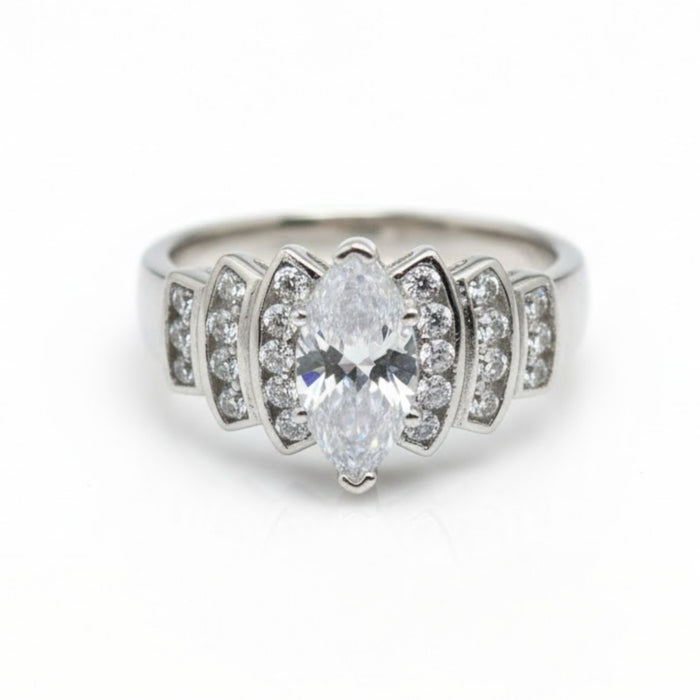 Sterling Silver Marquise CZ Engagement Ring -ER-23