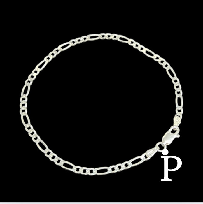 Sterling Silver Figaro Link Chain Bracelet-8.0"-SB-26