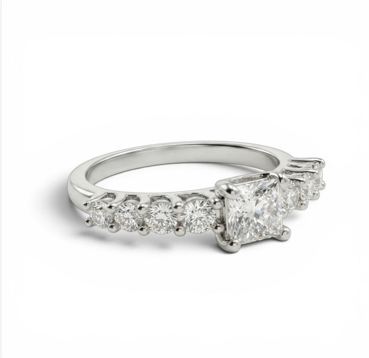 Sterling Silver Princess Cut CZ Engagement Ring -ER-63