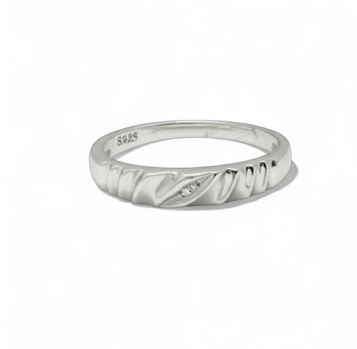 Sterling Silver Clear Engagement Set Ring-ER-105