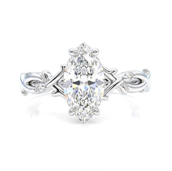 Sterling Silver Marquise Clear CZ Ring-ER-163