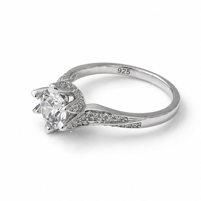 Sterling Silver Round Cut CZ Ring-ER-42