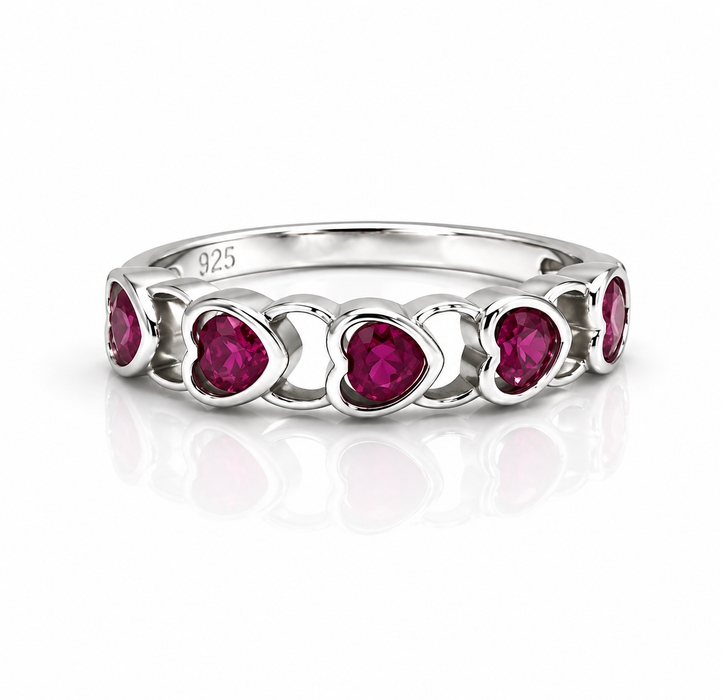 Sterling Silver Heart Shape CZ Ring-AE-108