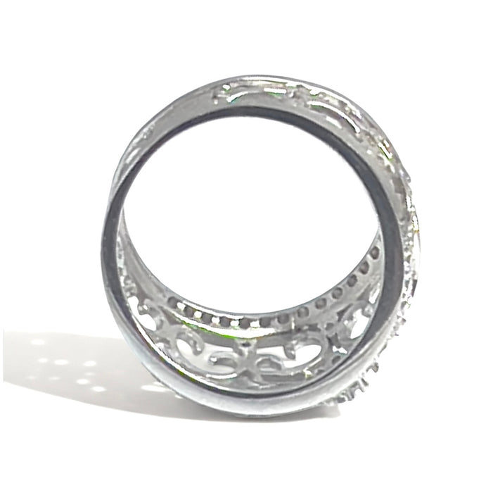 Sterling Silver Filigree Clear CZ Ring-CL-58