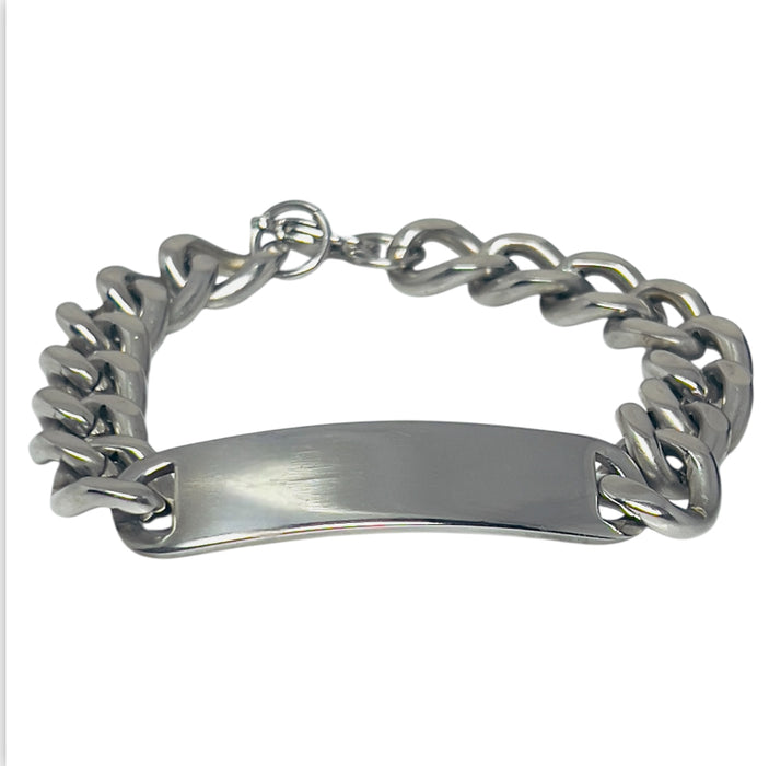 Stainless Steel ID Link Curb Bracelet-SC-25– JoyeriaParis
