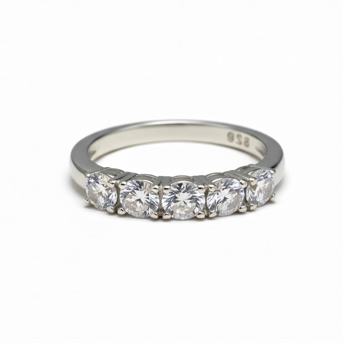Silver Engagement Ring with 5 Cubic Zirconia Stones- ER- 21