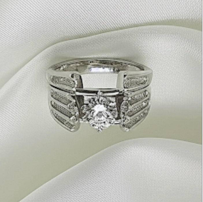 Sterling Silver CZ Engagement Ring -ER-14