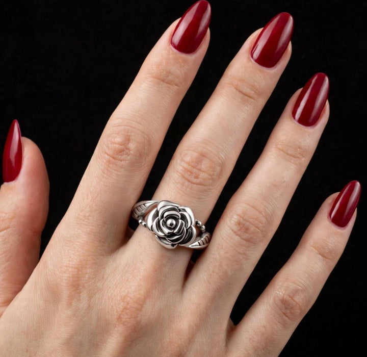 Sterling Silver Rose Flower Ring-SR-39