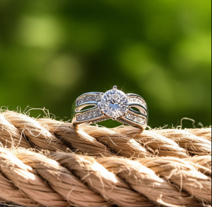 Sterling Silver CZ Engagement Ring- ER-01