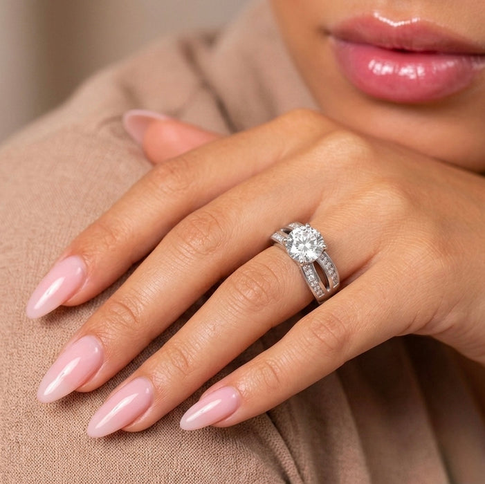 Sterling Silver CZ Engagement Ring- ER-01