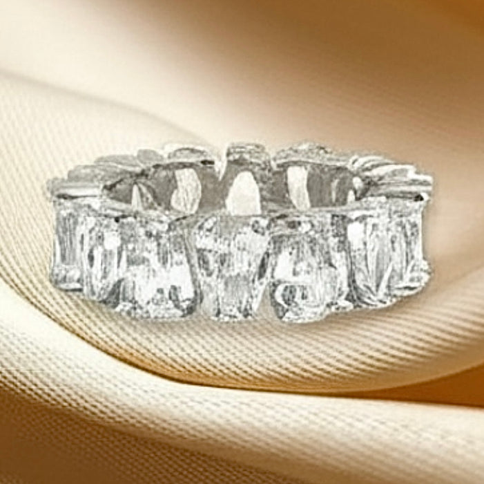 Sterling Silver Teardrop Pear Shaped Eternity Wedding Band-ER-164