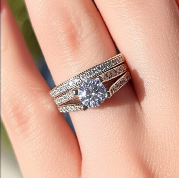 Sterling Silver Sparkle Micro Pave Wedding Ring-ER-117
