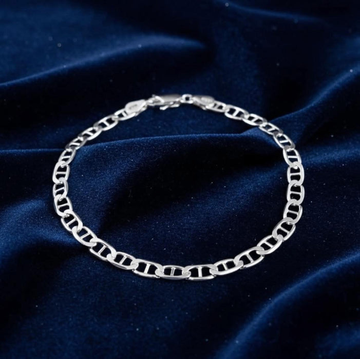 Solid Sterling Silver Flat Marina Bracelet-7.0"-SB-07