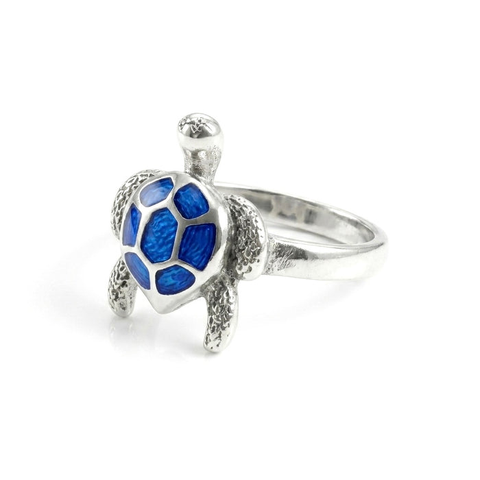 Sterling Silver Blue Opal Turtle Ring-SR-08