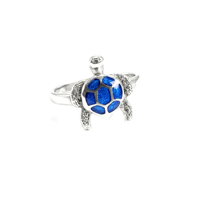 Sterling Silver Blue Opal Turtle Ring-SR-08