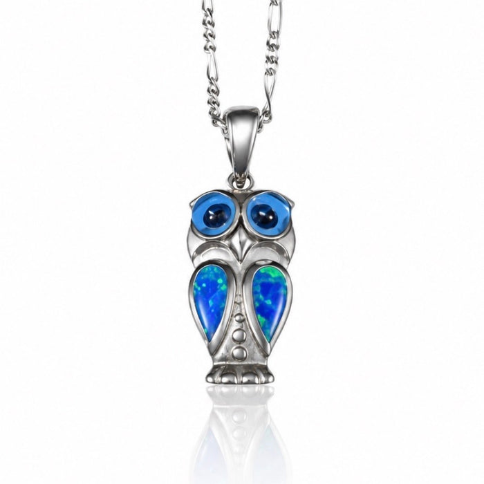 Sterling Silver Owl Pendant Necklace-CN-65