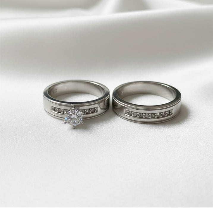 Sterling Silver Trio Wedding Ring Sets-SST-30