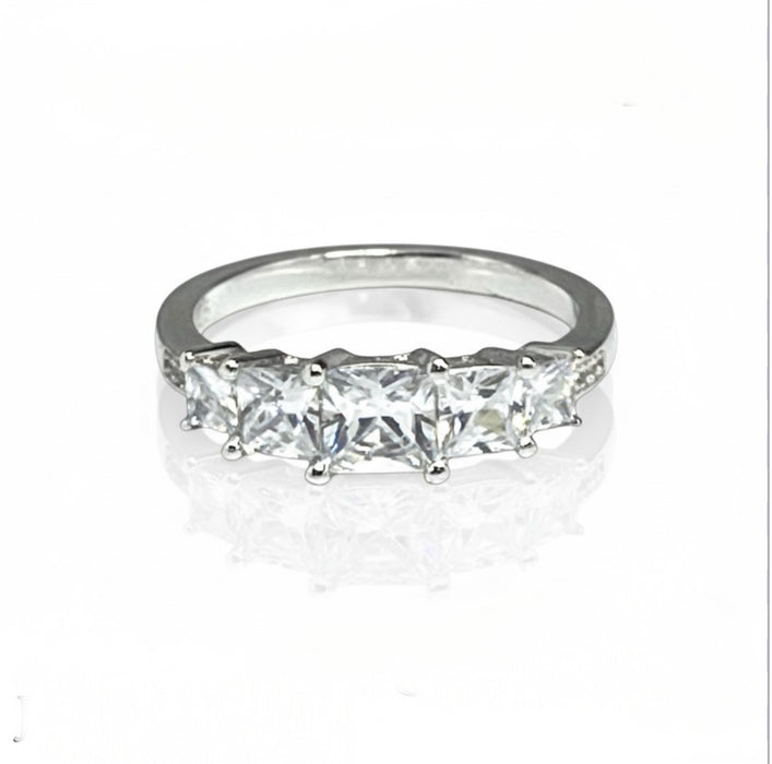 Sterling Silver Engagement Ring with Princess Cut CZ -ER-22