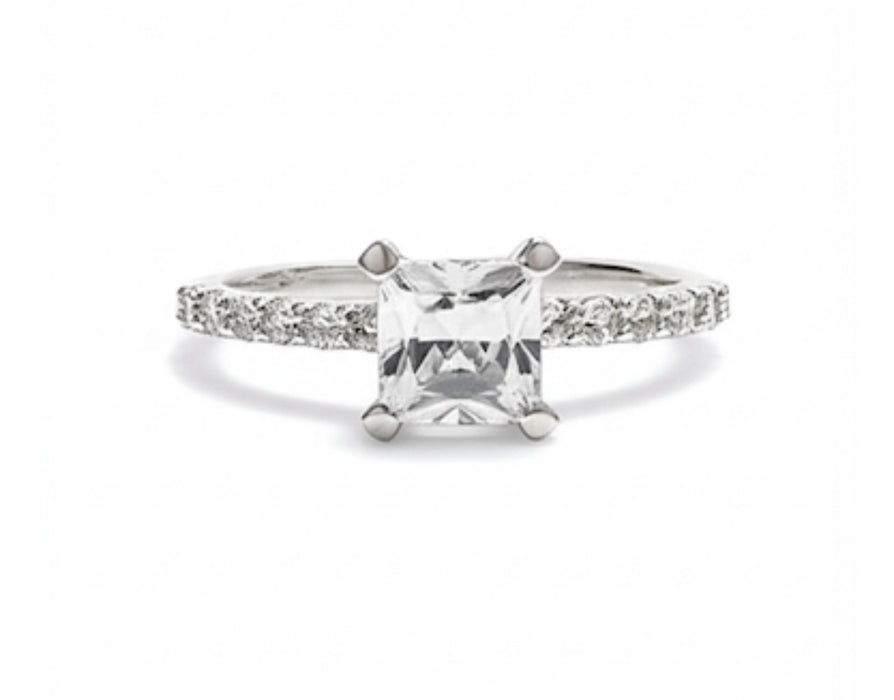 Sterling Silver Princess Cut CZ Engagement Ring-ER-108