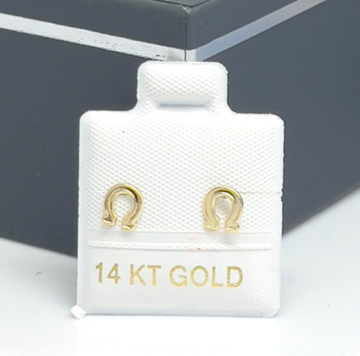 Solid 14K Yellow Gold Omega Earring-GE-106