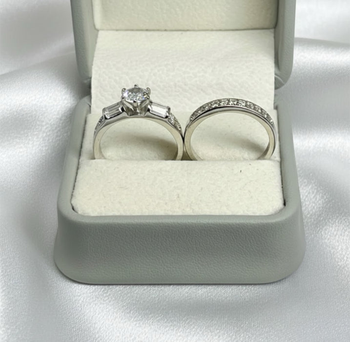 Sterling Silver Trio Wedding Ring Sets-SST-07