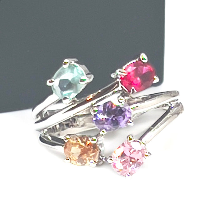 Sterling Silver Multi-Stone Cubic Zirconia Ring -CL-52