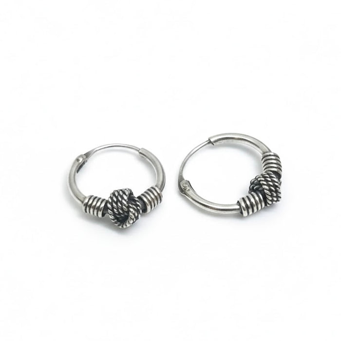 Sterling Silver 2.00mm X 12mm Bali Hoop Earring -SET-44