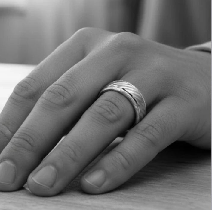 Sterling Silver Diamond Cut Slanting Lines Wedding Band Ring-SW-03