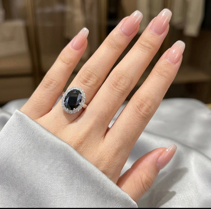 Sterling Silver Elegant Synthetic Onyx Ring AE-17