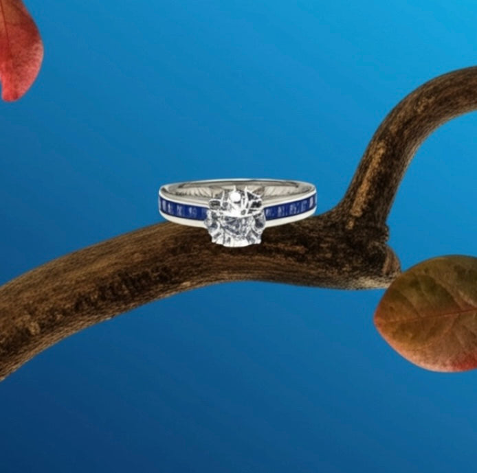 Sterling Silver Round Simulated Spinel Solitaire Ring-ER-39