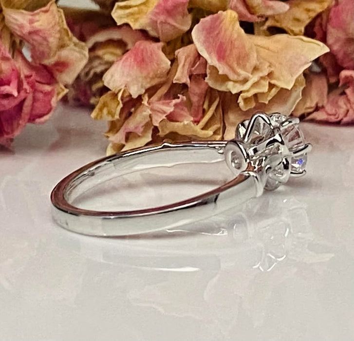 Sterling Silver Engagement Clear CZ Ring -ER-33