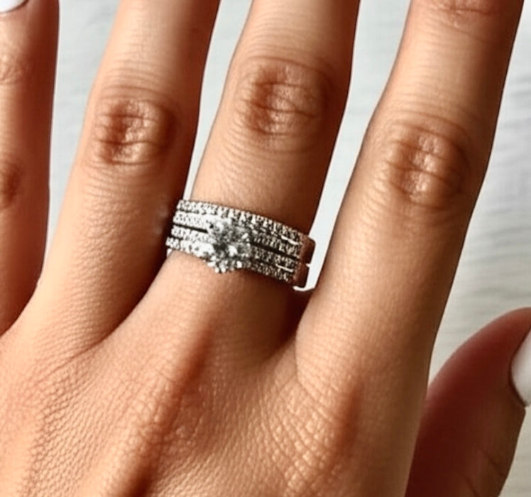 Sterling Silver Solitaire CZ Ring Set-ER-94