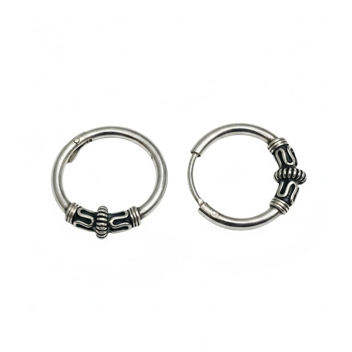 Sterling Silver 2mm x 13mm Bali Hoop Earring -SET-47