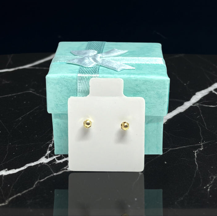 14K Yellow Gold Heart Stud Earrings with Clear CZ-GE-35
