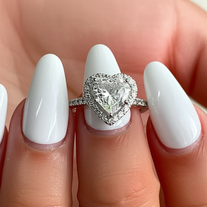 Sterling Silver Double Heart Engagement Ring-ER-54