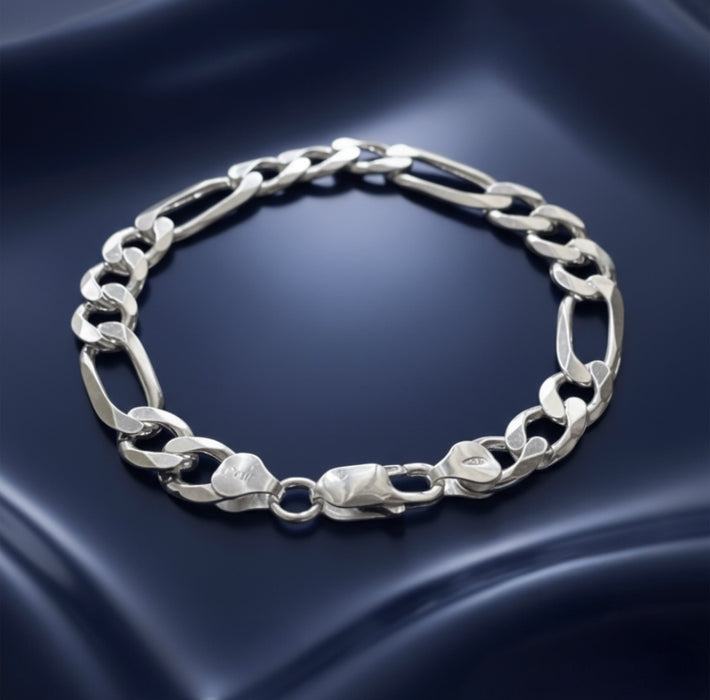 Sterling Silver Figaro Link Chain Bracelet-8.0"-SB-09