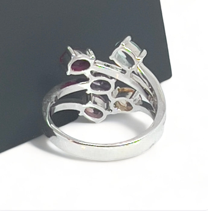 Sterling Silver Multi-Stone Cubic Zirconia Ring -CL-52
