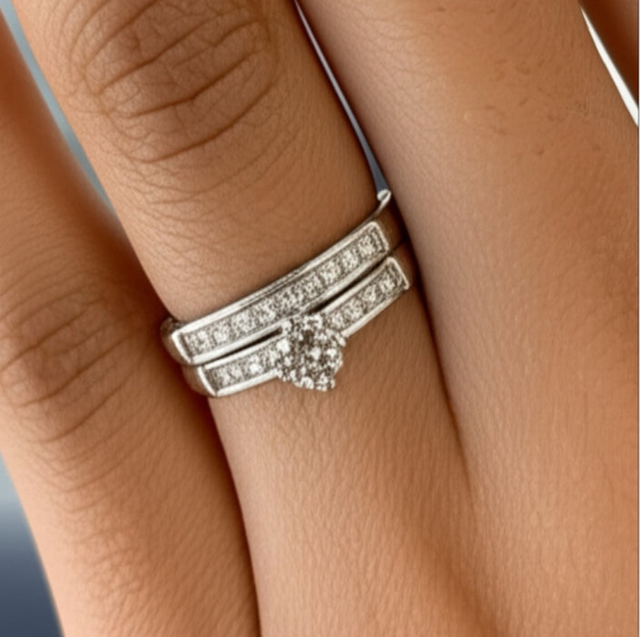 Sterling Silver 2-piece Engagement Set CZ Ring-ER-147
