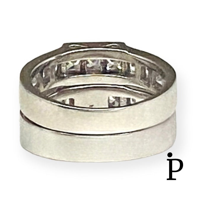 (ACP-120) .925 Silver Cubic Zirconia Ring Round &amp; Princess Cut Zirconia Bridal Ring
