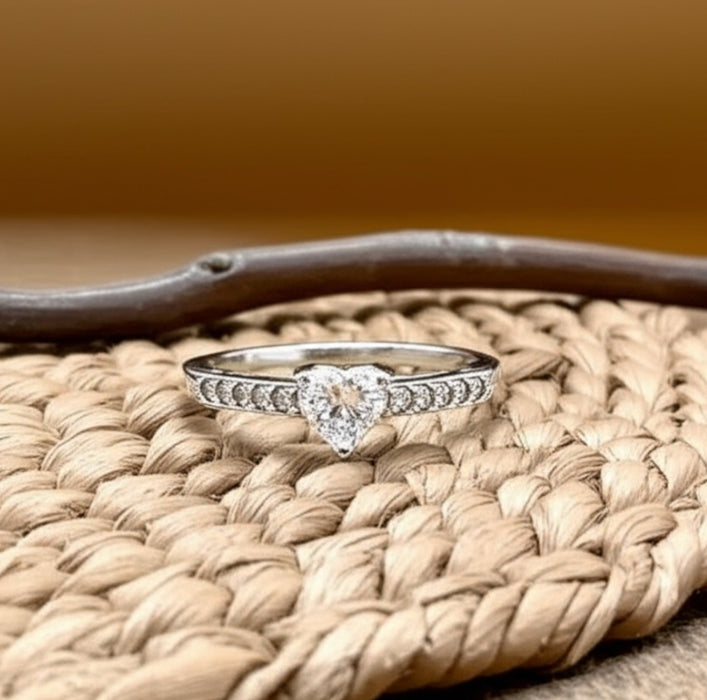 Sterling Silver Heart CZ Ring-ER-10