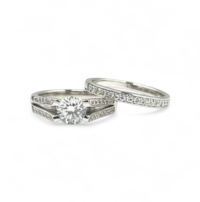 Sterling Silver Sparkle Micro Pave Wedding Ring-ER-117