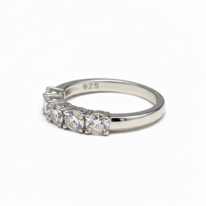 Silver Engagement Ring with 5 Cubic Zirconia Stones- ER- 21