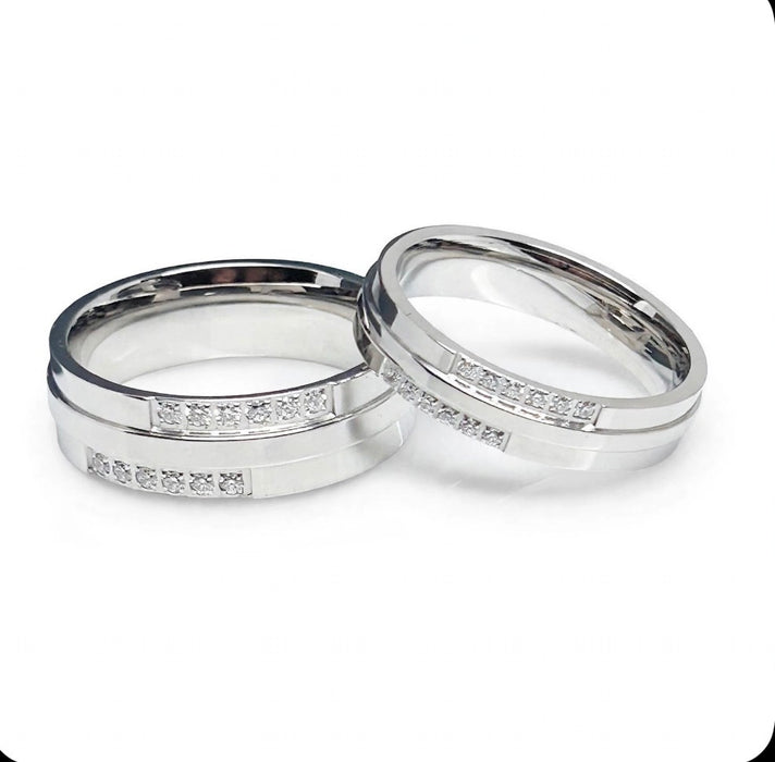 Stainless Steel Set Elegant Wedding Band-CS-09
