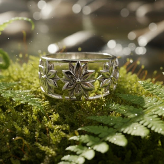 Sterling Silver Hawaiian Flower Ring-SR-25