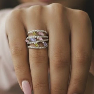 Sterling Silver Multicolor CZ Ring CL-34