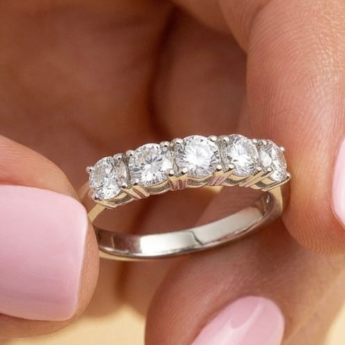 Silver Engagement Ring with 5 Cubic Zirconia Stones- ER- 21