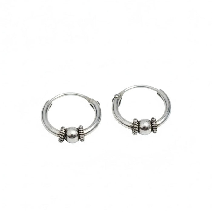 Sterling Silver 3.5mm x 13mm Bali Hoop Earring-SET-54